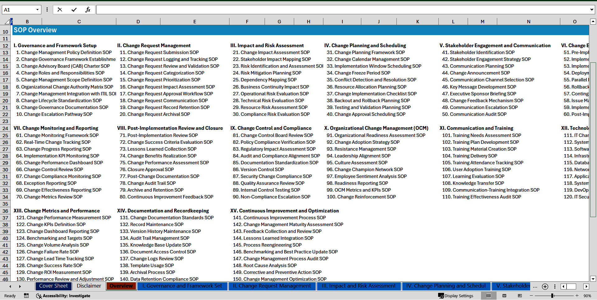 100+ Change Management SOPs (Excel template (XLSX)) Preview Image