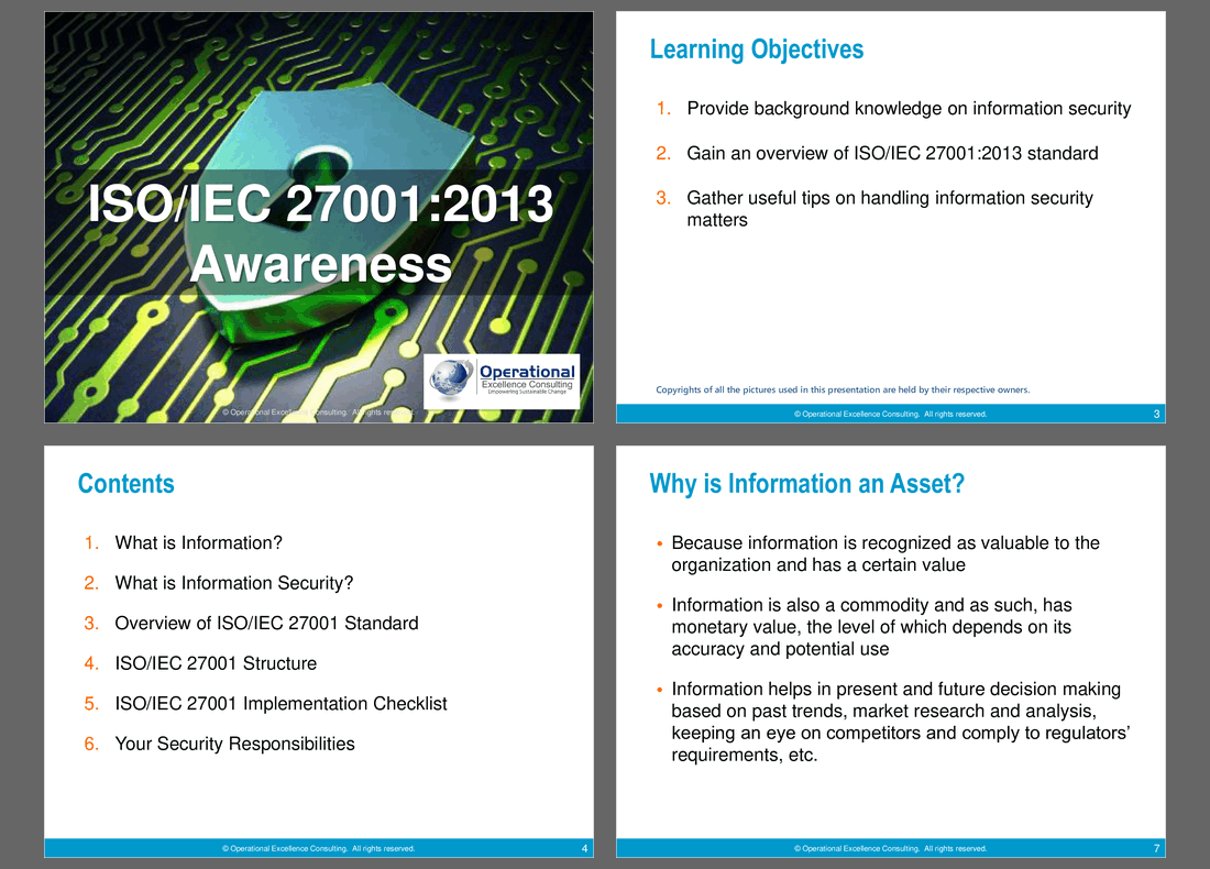 ISO/IEC 27001:2013 (ISMS) Awareness Training (77-slide PPT PowerPoint presentation (PPTX)) Preview Image