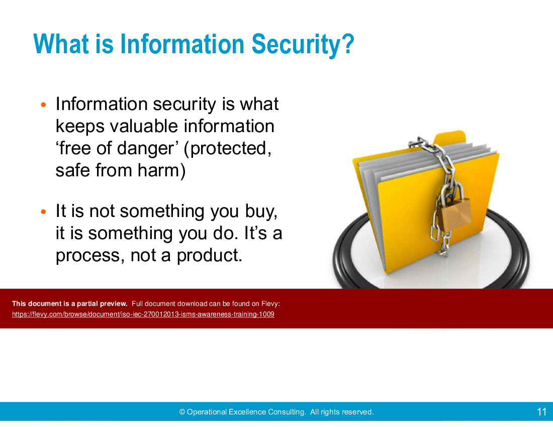 ISO/IEC 27001:2013 (ISMS) Awareness Training (77-slide PPT PowerPoint presentation (PPTX)) Preview Image