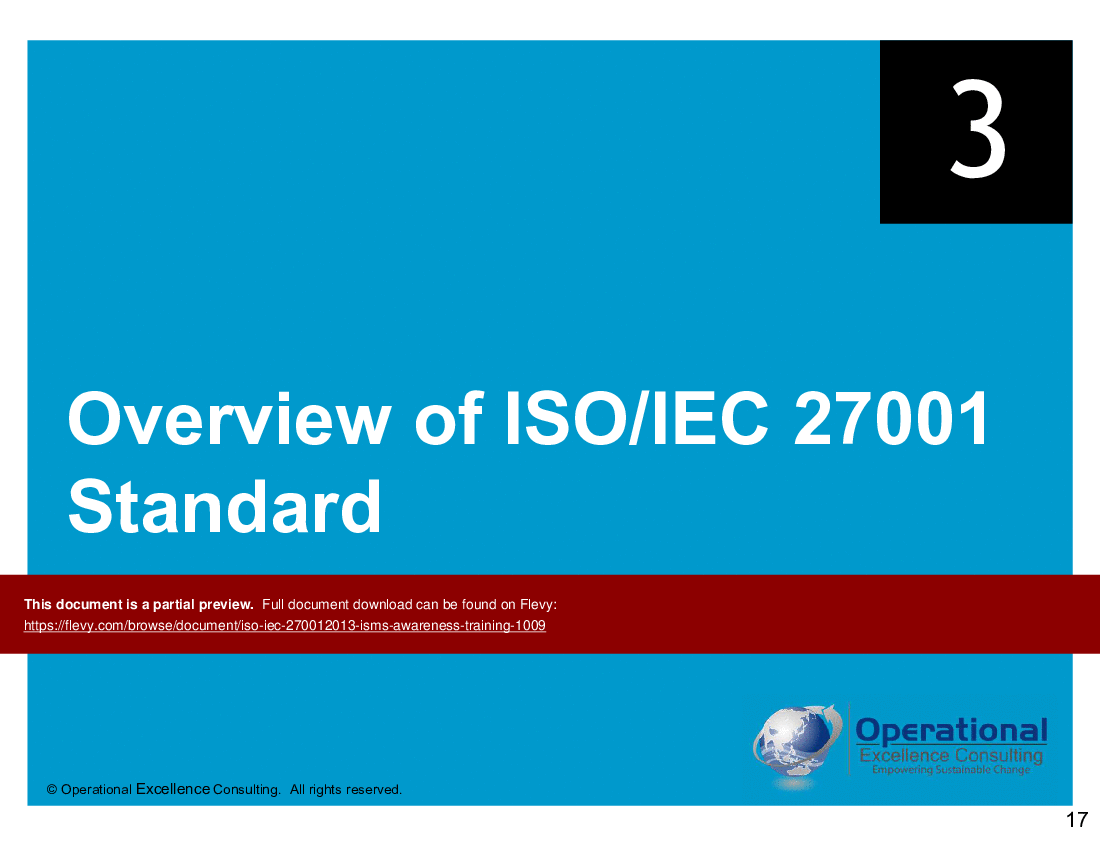 ISO/IEC 27001:2013 (ISMS) Awareness Training (77-slide PPT PowerPoint presentation (PPTX)) Preview Image