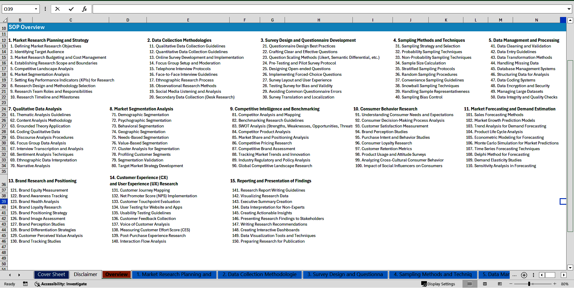 100+ Market Research SOPs (Excel template (XLSX)) Preview Image