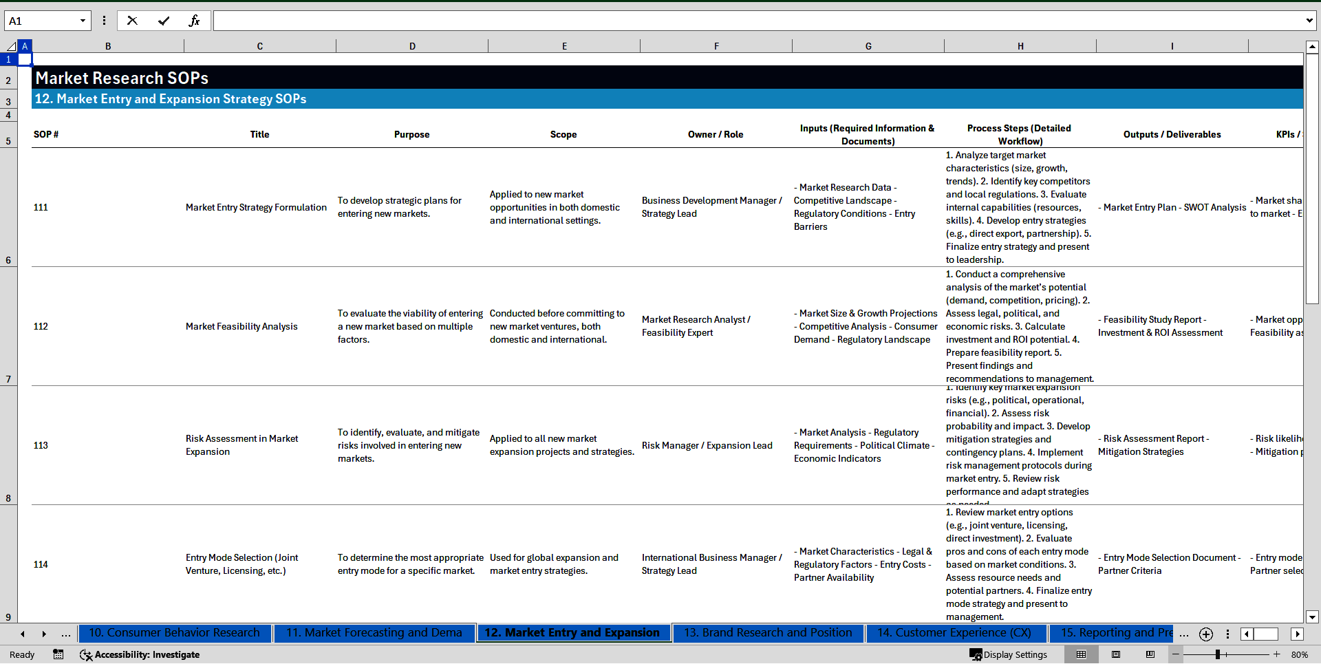 100+ Market Research SOPs (Excel template (XLSX)) Preview Image