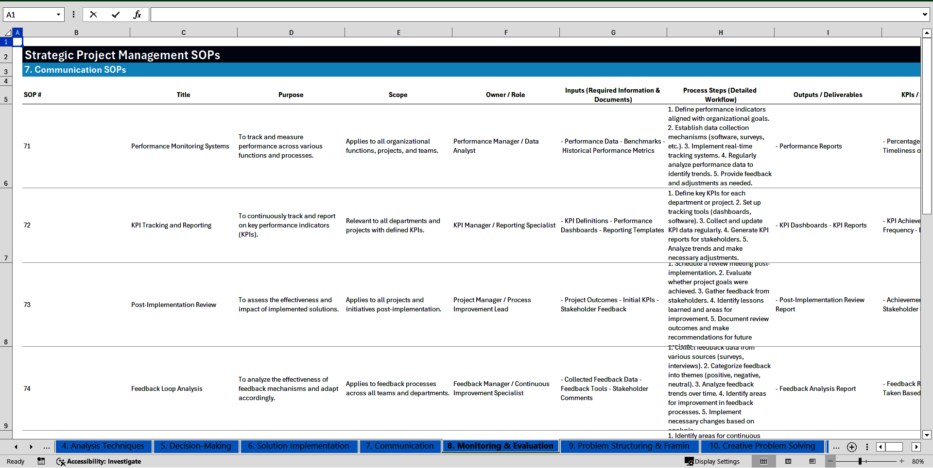100+ Strategic Problem Solving SOPs (Excel template (XLSX)) Preview Image