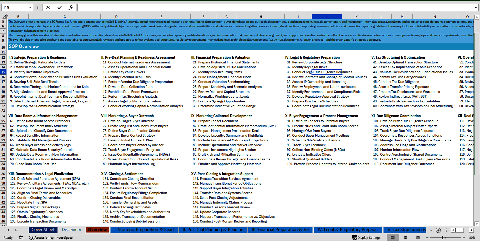 100+ Sell-Side Mergers and Acquisitions (M&A) SOPs (Excel template (XLSX)) Preview Image