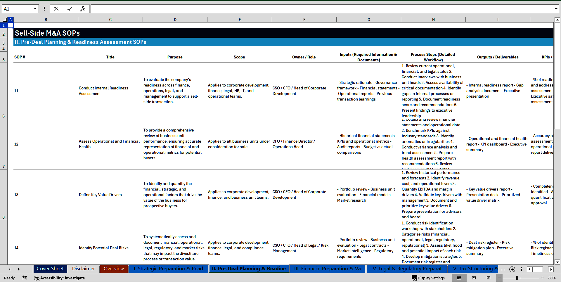100+ Sell-Side Mergers and Acquisitions (M&A) SOPs (Excel template (XLSX)) Preview Image