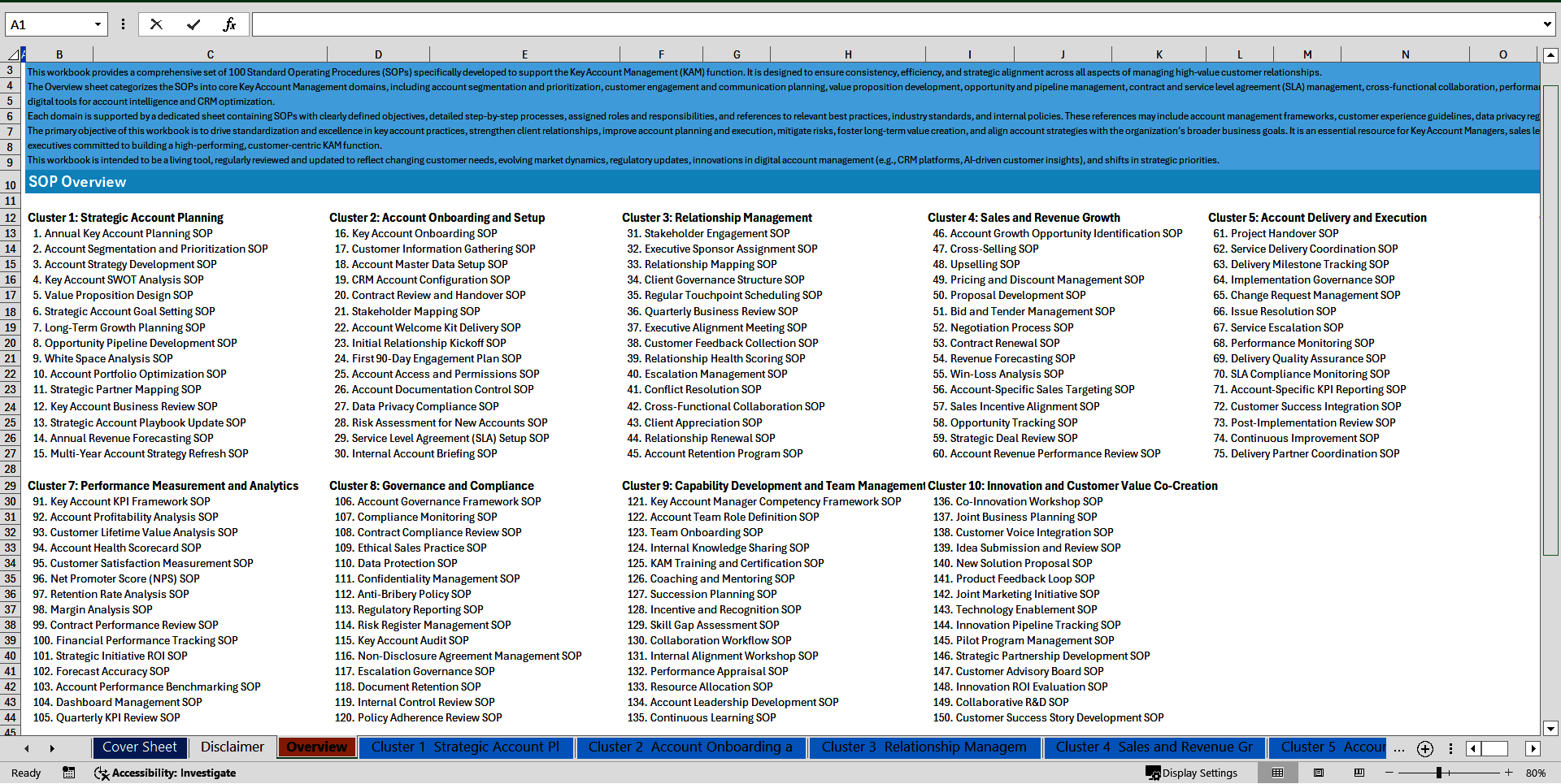 100+ Key Account Management (KAM) SOPs (Excel template (XLSX)) Preview Image