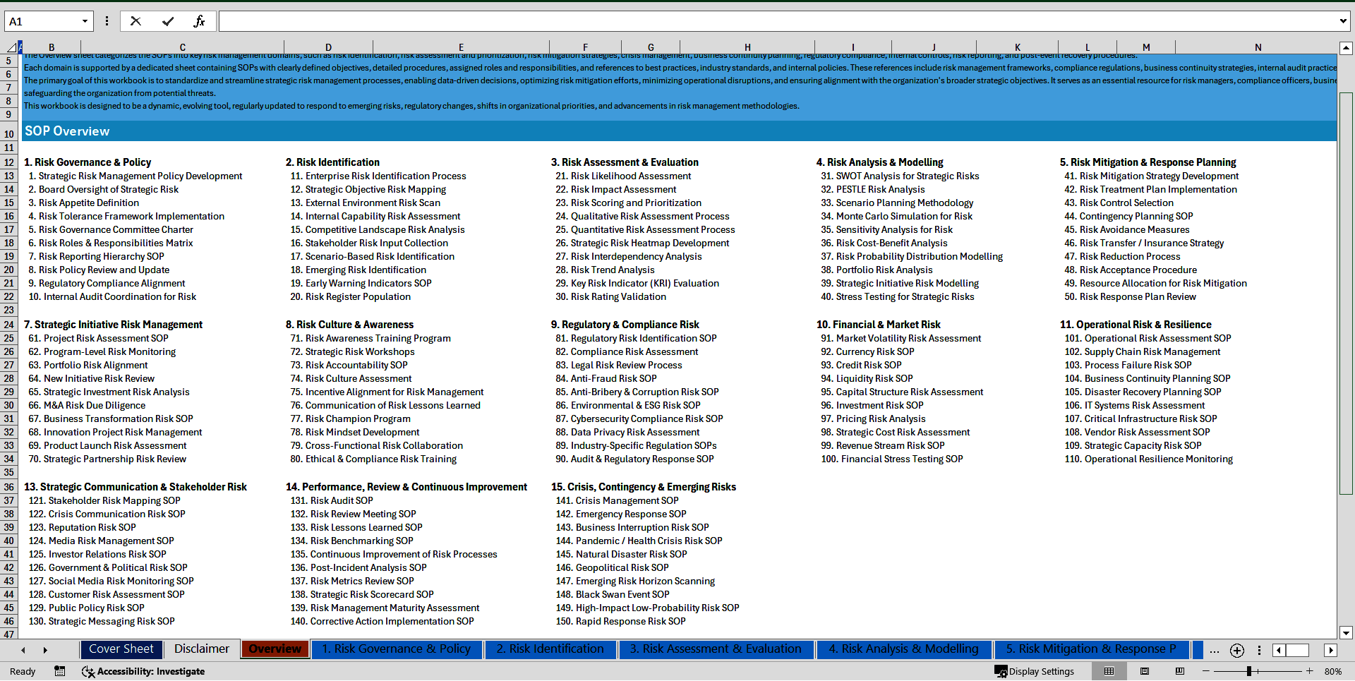 100+ Strategic Risk Management SOPs (Excel template (XLSX)) Preview Image