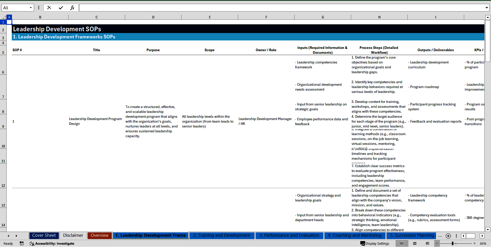 100+ Leadership Development SOPs (Excel template (XLSX)) Preview Image