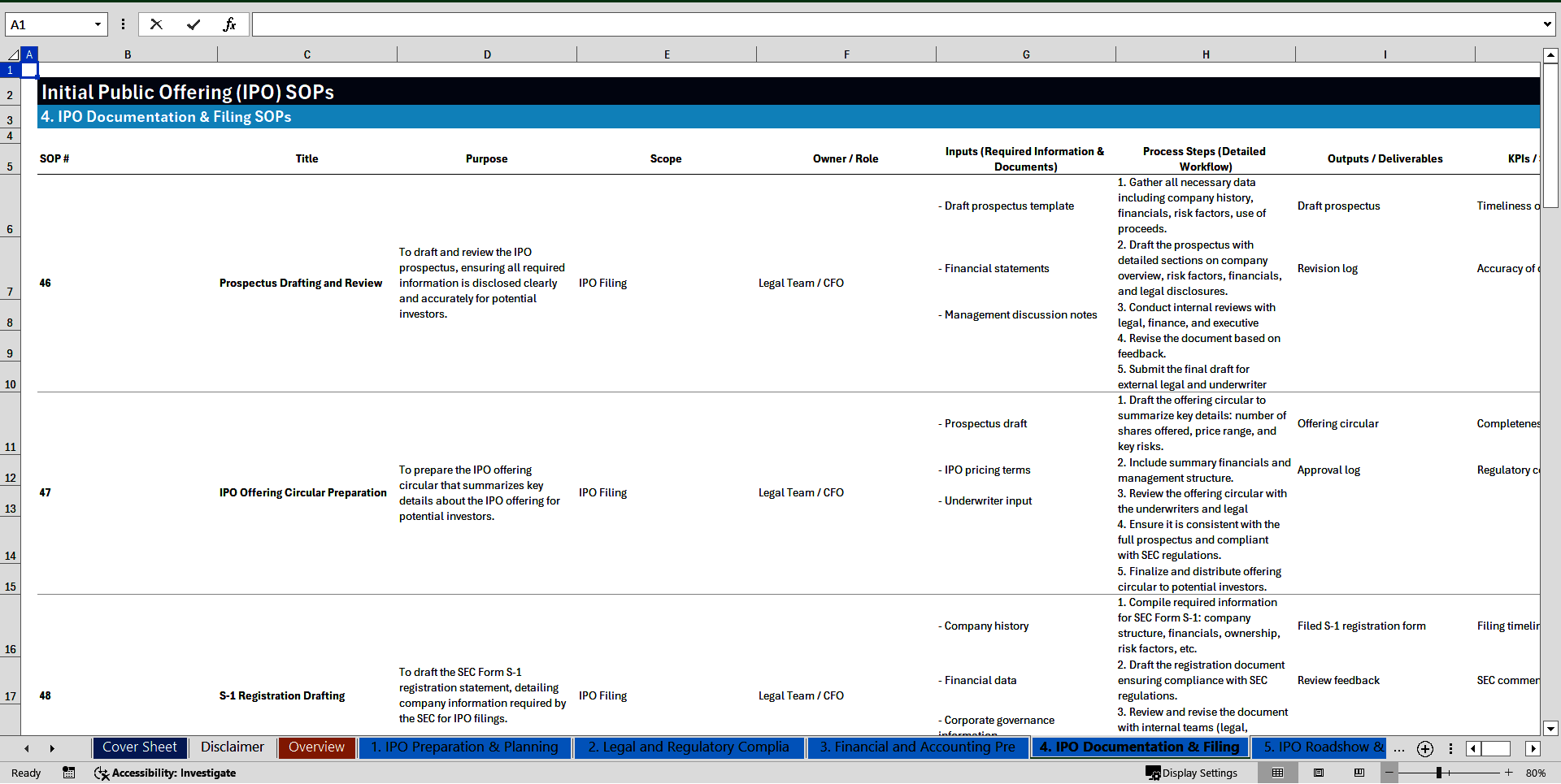 100+ Initial Public Offering (IPO) SOPs (Excel template (XLSX)) Preview Image