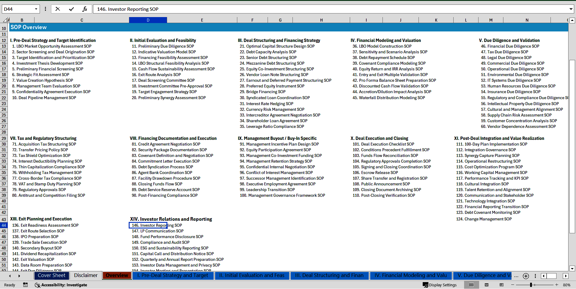 100+ Leveraged Buyout (LBO) SOPs (Excel template (XLSX)) Preview Image