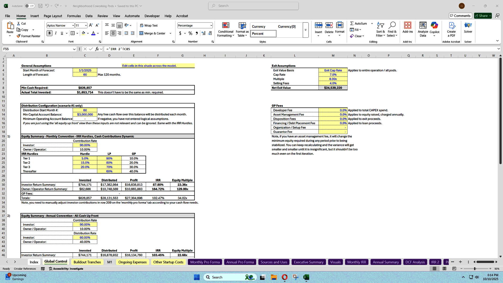 Subscription Workspace Financial Model (Excel template (XLSX)) Preview Image
