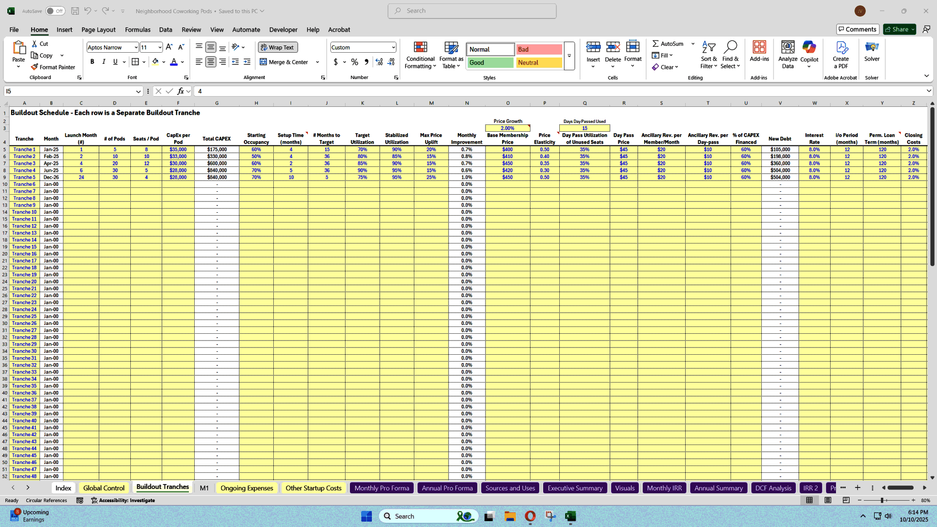 Subscription Workspace Financial Model (Excel template (XLSX)) Preview Image