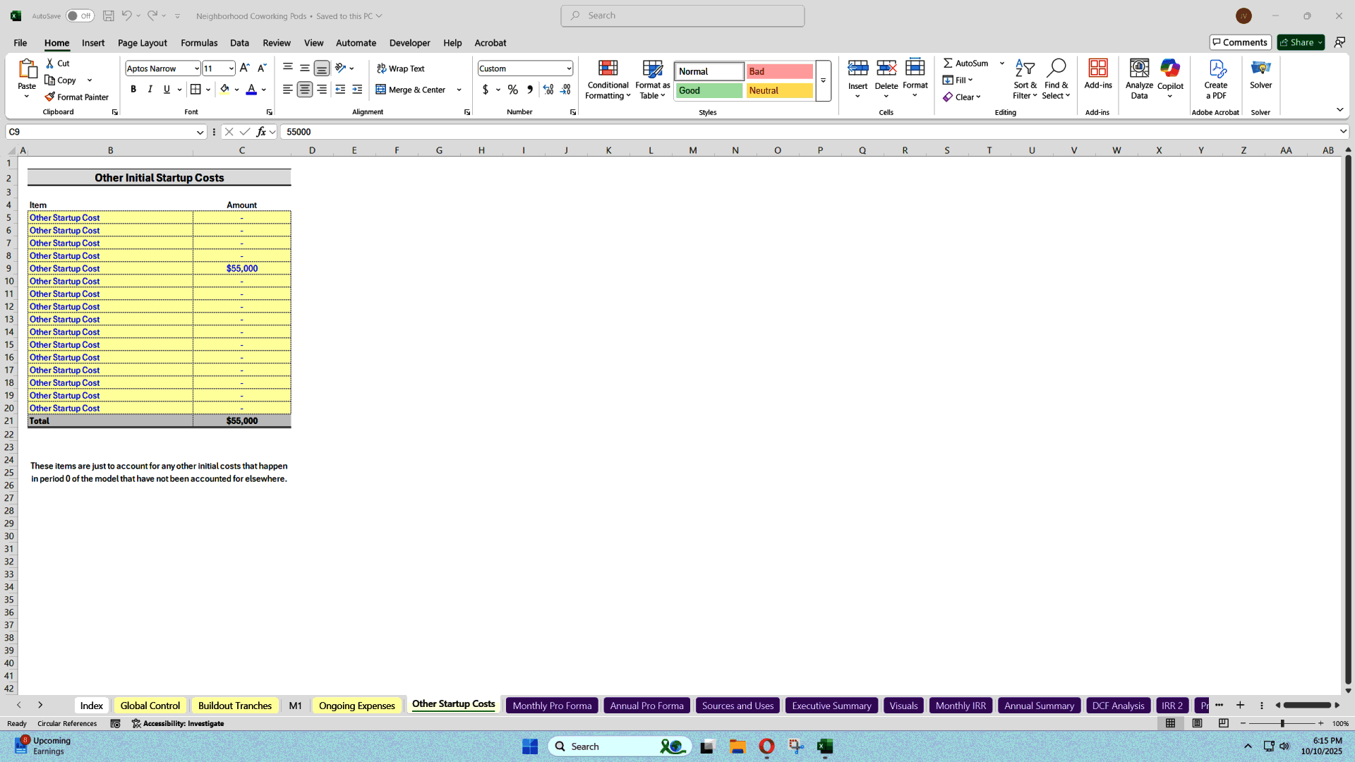 Subscription Workspace Financial Model (Excel template (XLSX)) Preview Image