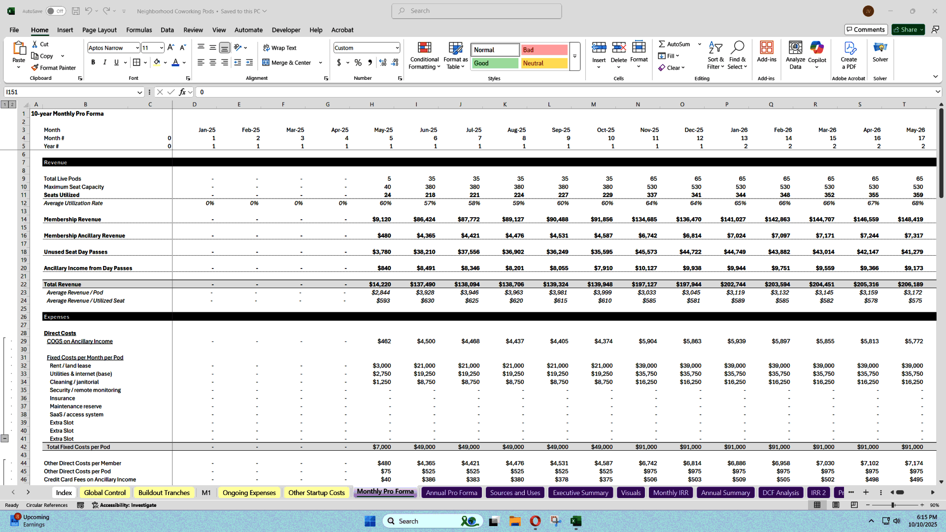 Subscription Workspace Financial Model (Excel template (XLSX)) Preview Image