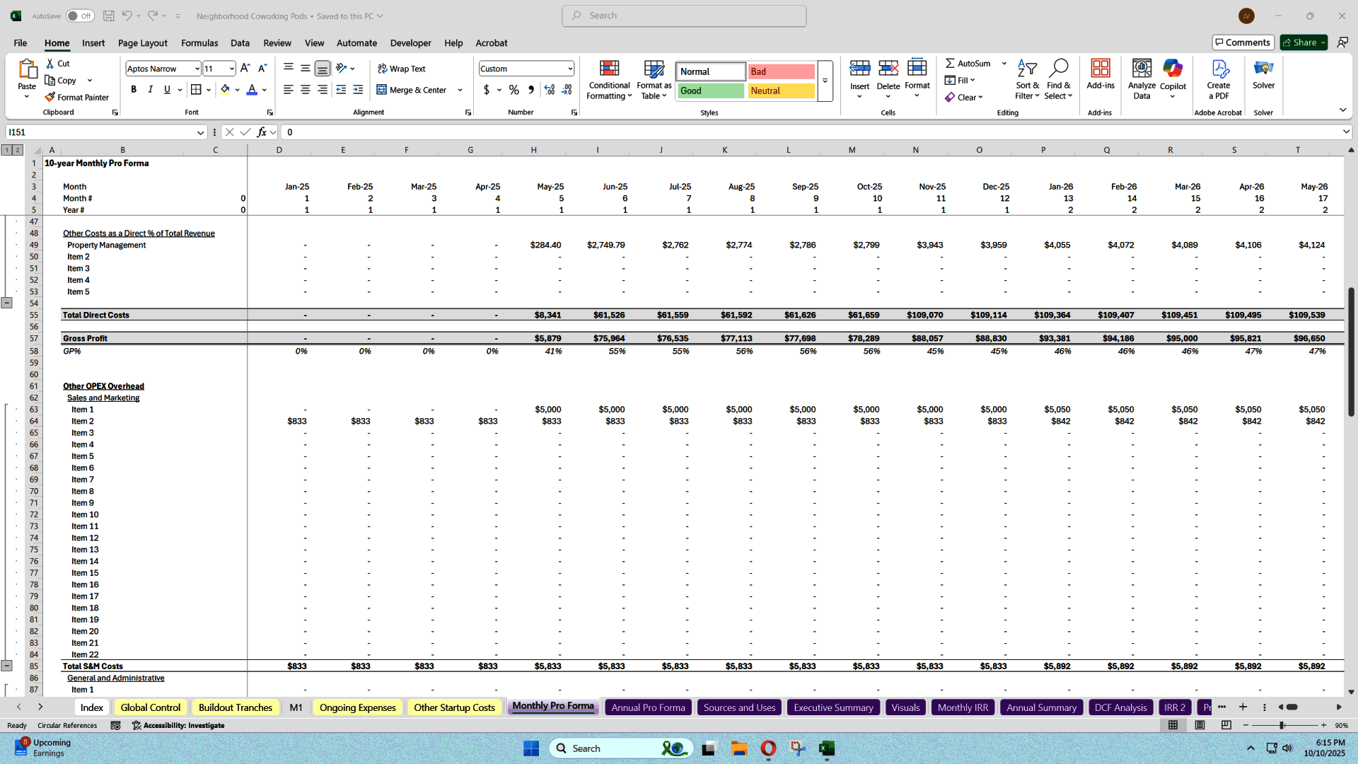 Subscription Workspace Financial Model (Excel template (XLSX)) Preview Image