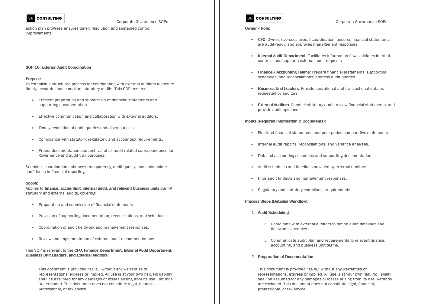 100+ Corporate Governance SOPs (Booklet Format) (0-page Word document) Preview Image