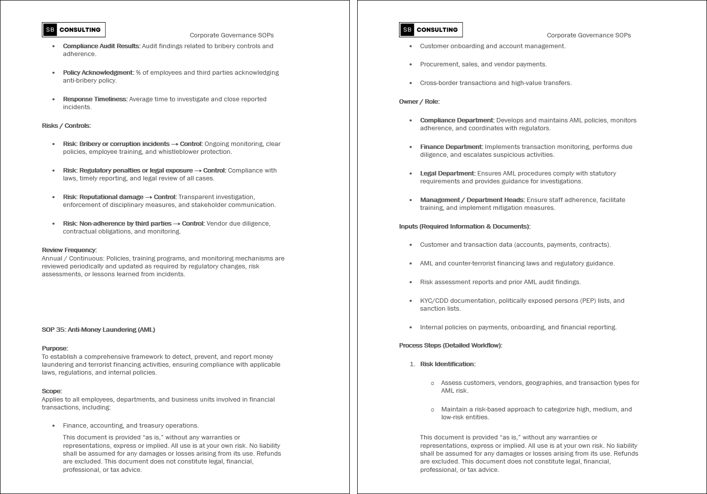 100+ Corporate Governance SOPs (Booklet Format) (0-page Word document) Preview Image