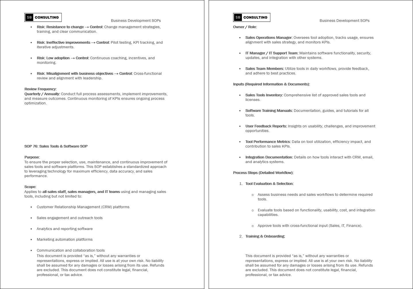 100+ Business Development SOPs (Booklet Format) (0-page Word document) Preview Image
