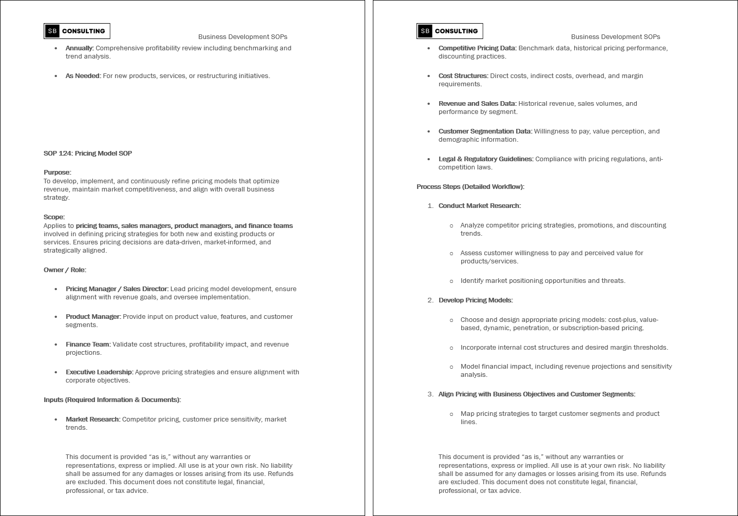 100+ Business Development SOPs (Booklet Format) (0-page Word document) Preview Image