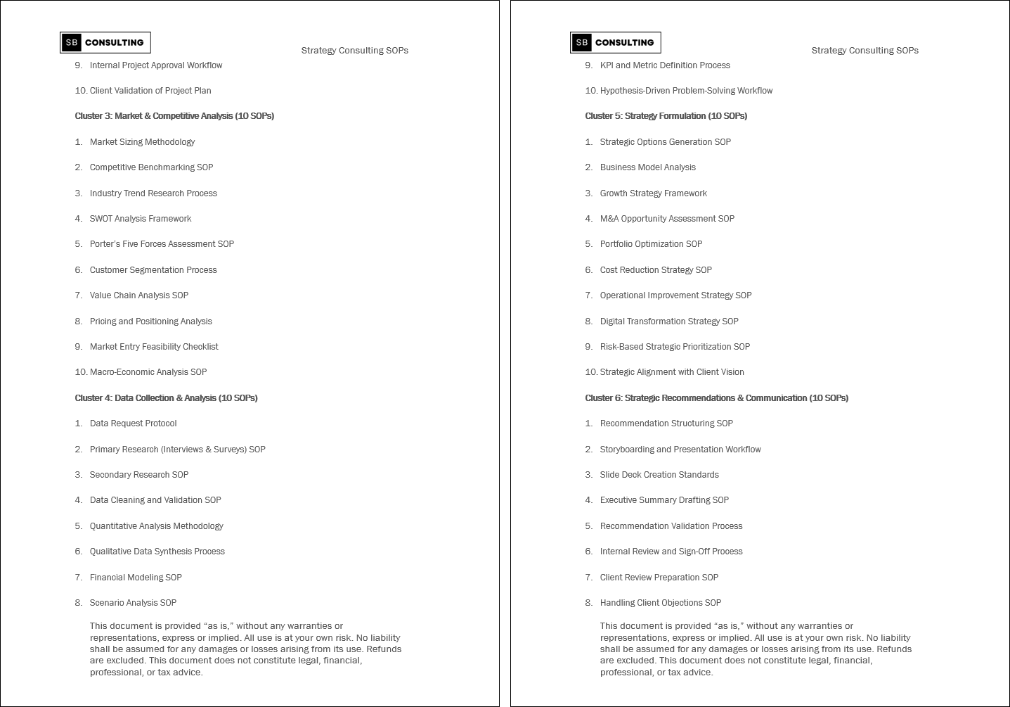 100+ Strategy Consulting SOPs (Booklet Format) (0-page Word document) Preview Image