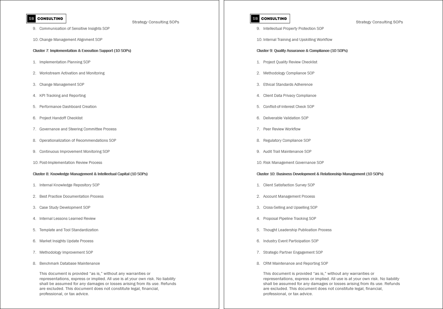 100+ Strategy Consulting SOPs (Booklet Format) (0-page Word document) Preview Image