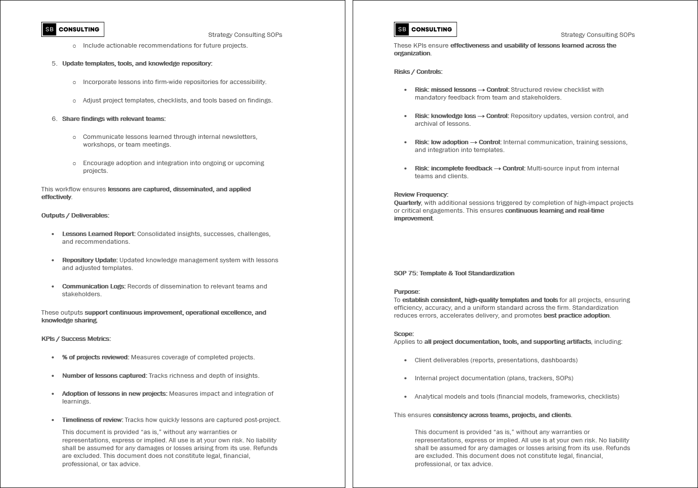 100+ Strategy Consulting SOPs (Booklet Format) (0-page Word document) Preview Image