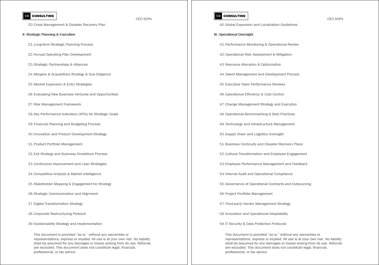 100+ Chief Executive Officer (CEO) SOPs (Booklet Format) (0-page Word document) Preview Image