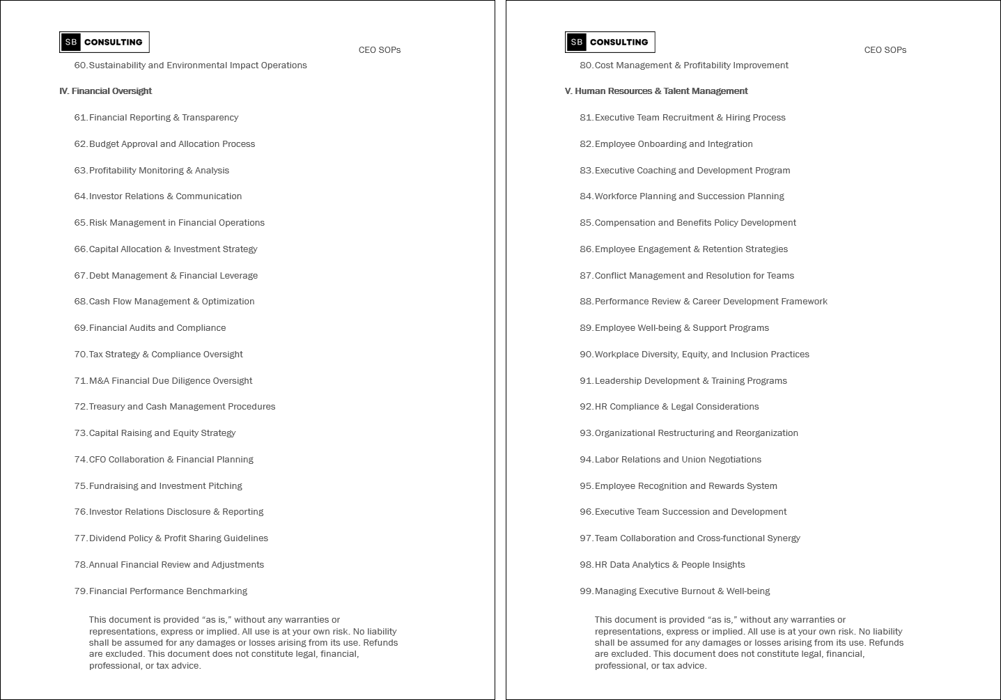 100+ Chief Executive Officer (CEO) SOPs (Booklet Format) (0-page Word document) Preview Image