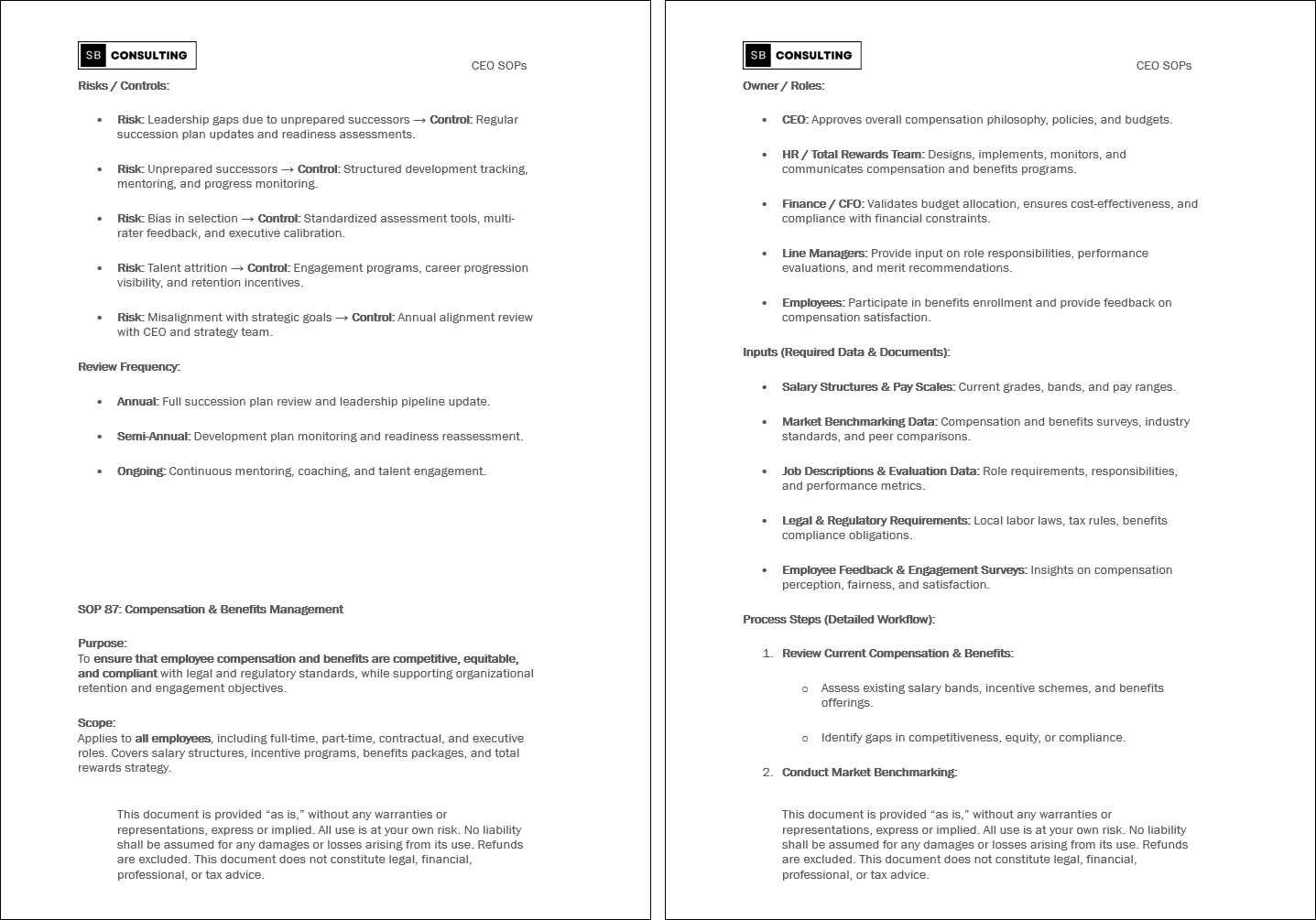 100+ Chief Executive Officer (CEO) SOPs (Booklet Format) (0-page Word document) Preview Image