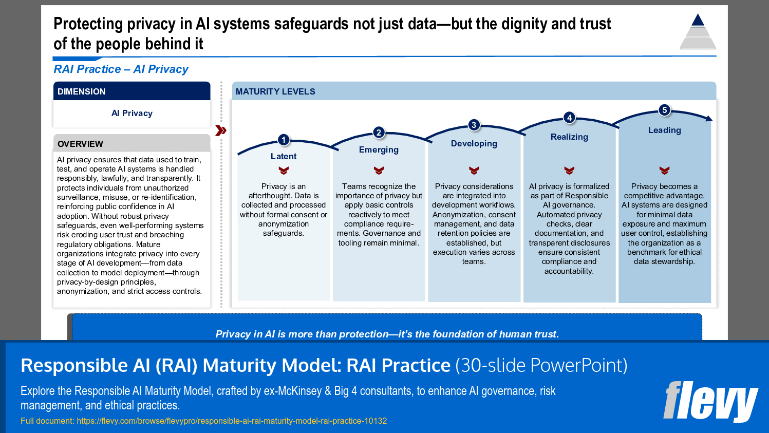 Responsible AI (RAI) Maturity Model: RAI Practice (30-slide PPT PowerPoint presentation slide deck (PPTX)) Preview Image