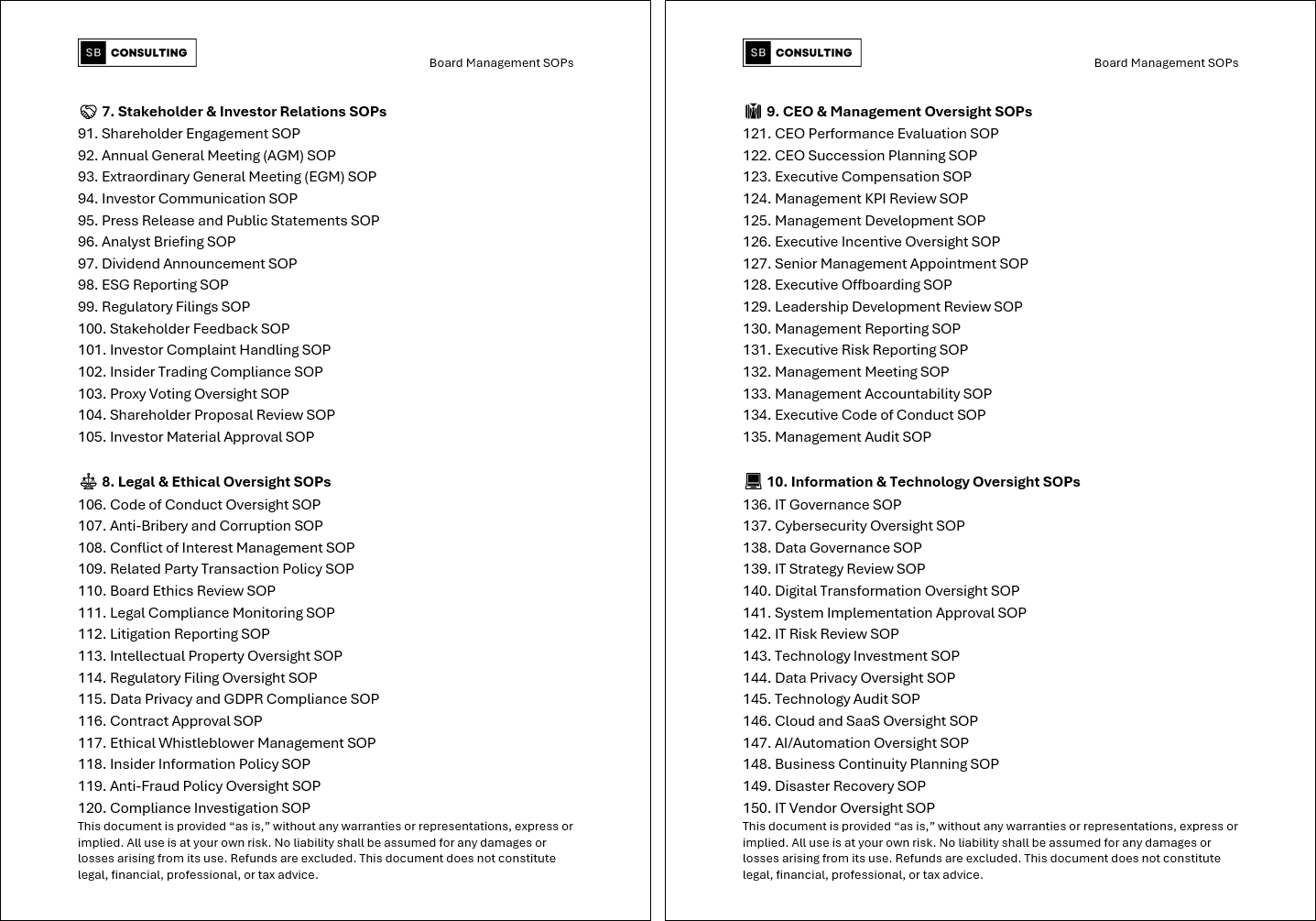 100+ Board Management SOPs (Booklet Format) (142-page Word document) Preview Image