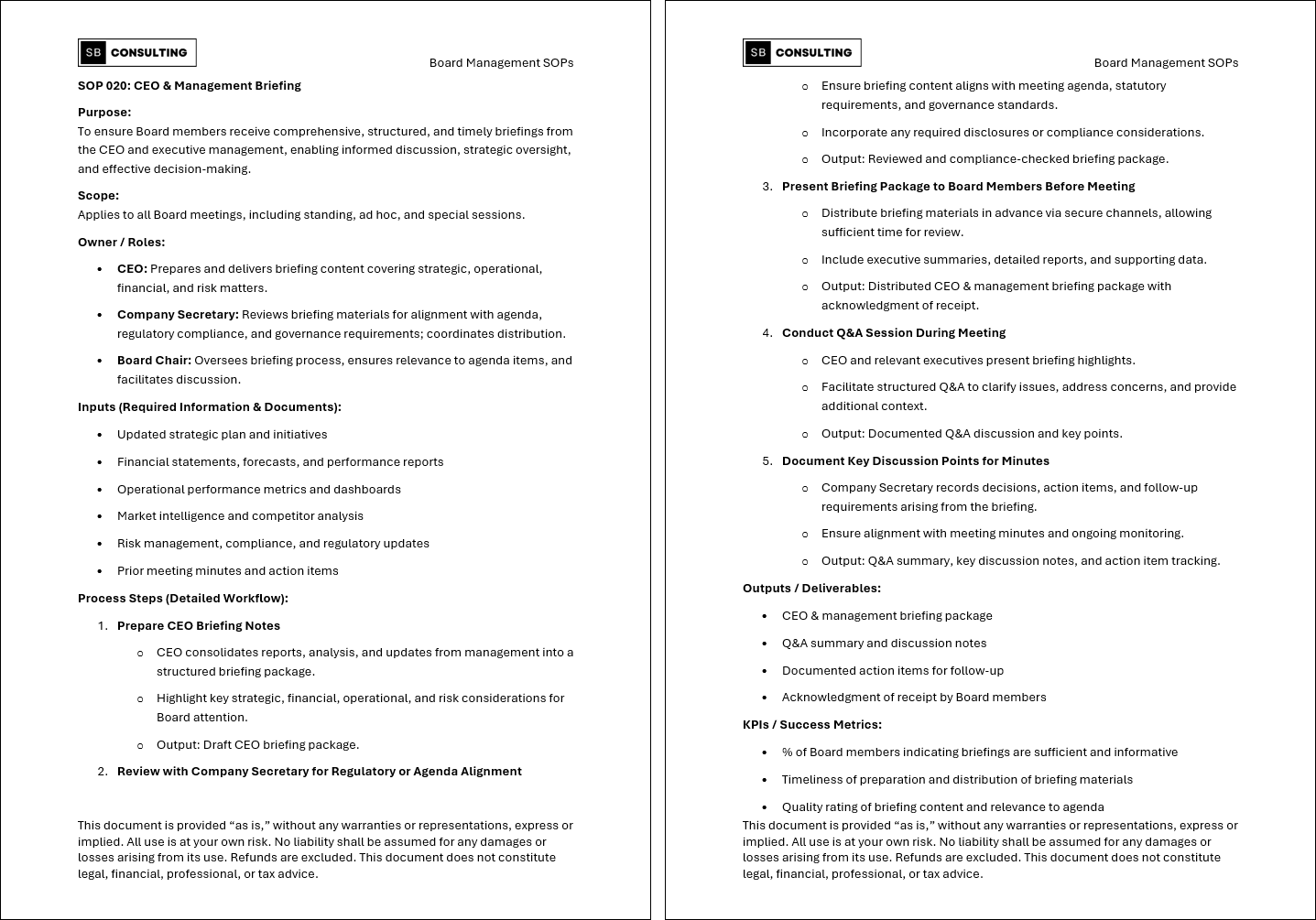 100+ Board Management SOPs (Booklet Format) (142-page Word document) Preview Image