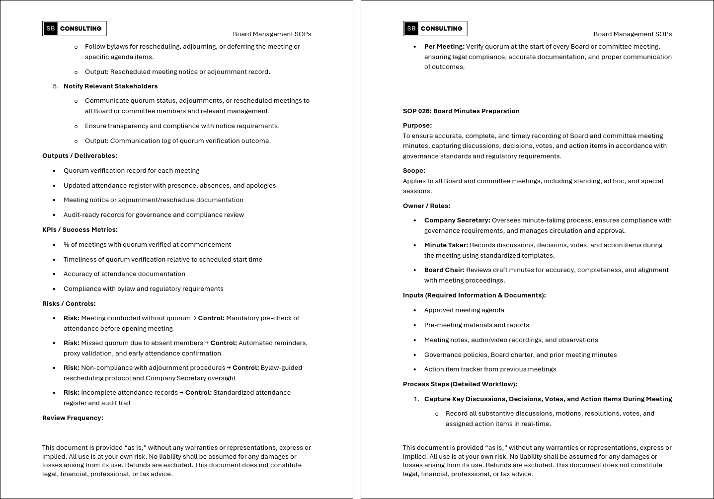 100+ Board Management SOPs (Booklet Format) (142-page Word document) Preview Image