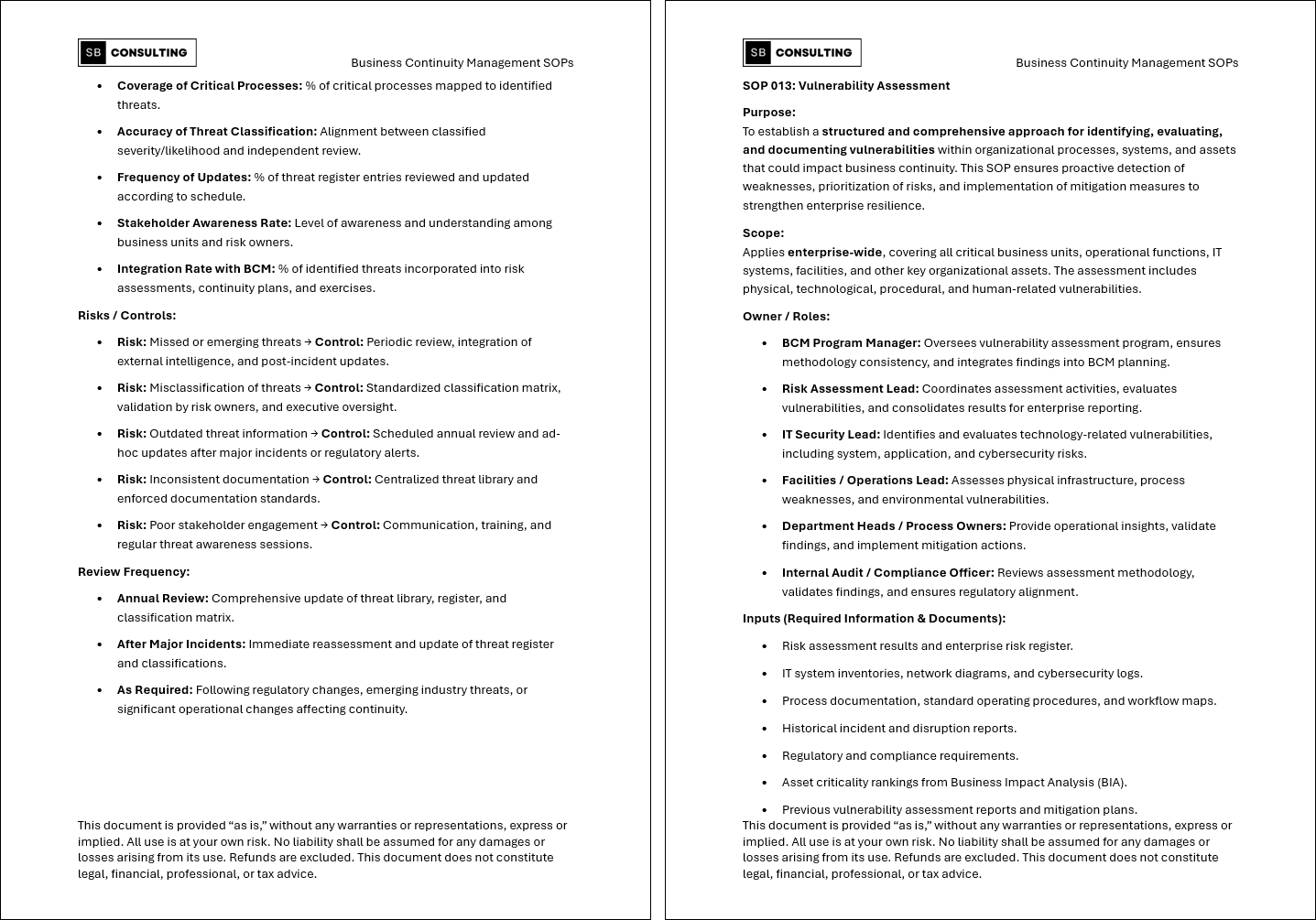100+ Business Continuity Management SOPs (Booklet Format) (158-page Word document) Preview Image