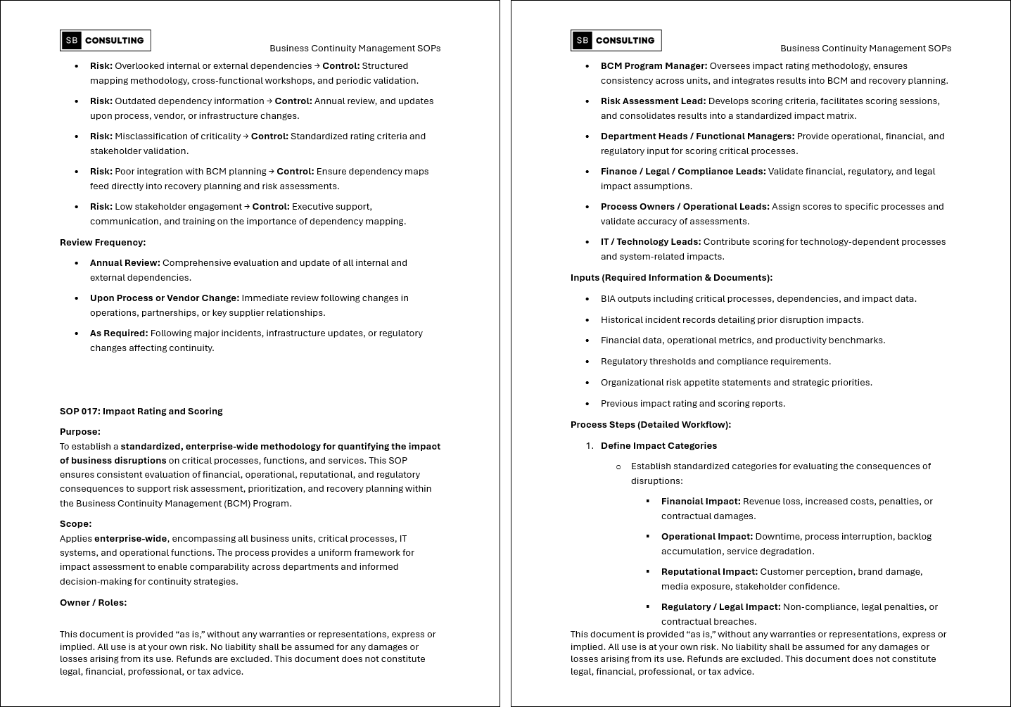 100+ Business Continuity Management SOPs (Booklet Format) (158-page Word document) Preview Image