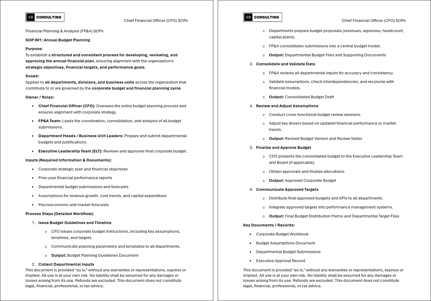 100+ Chief Financial Officer (CFO) SOPs (Booklet Format) (82-page Word document) Preview Image