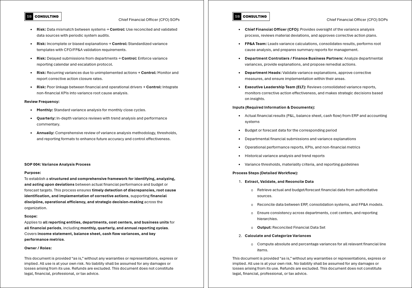 100+ Chief Financial Officer (CFO) SOPs (Booklet Format) (82-page Word document) Preview Image