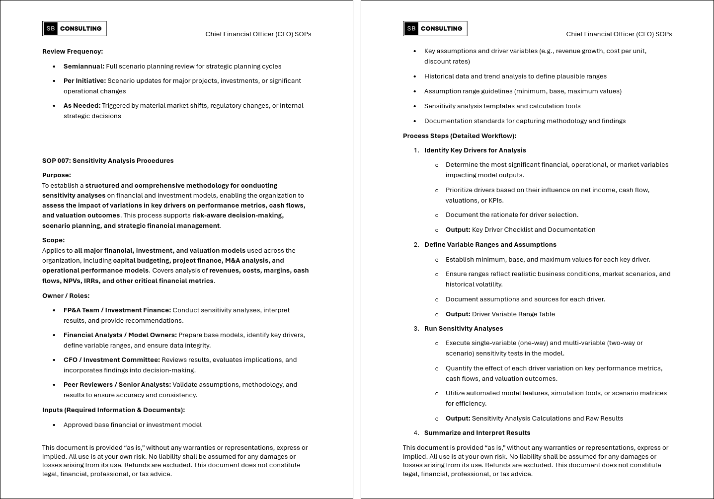 100+ Chief Financial Officer (CFO) SOPs (Booklet Format) (82-page Word document) Preview Image