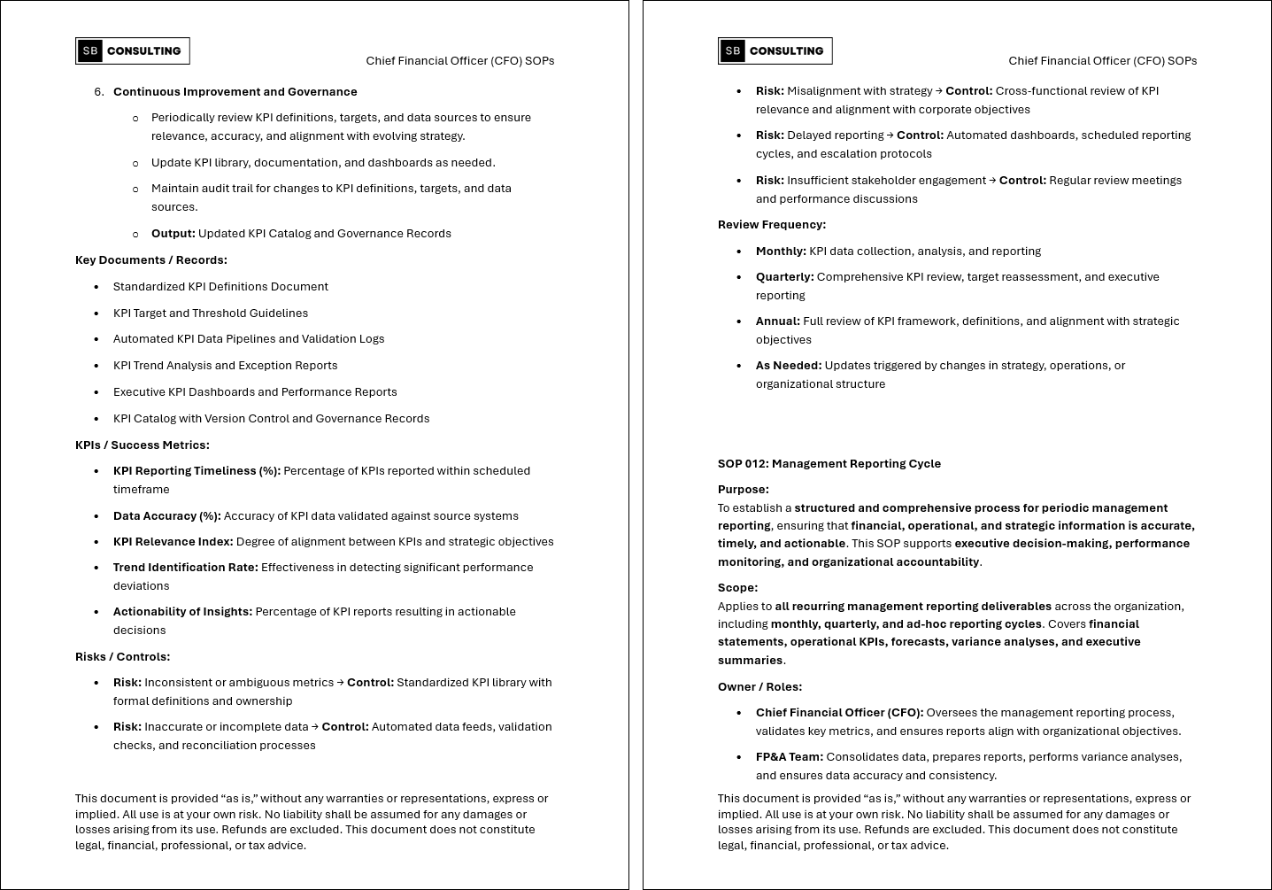 100+ Chief Financial Officer (CFO) SOPs (Booklet Format) (82-page Word document) Preview Image