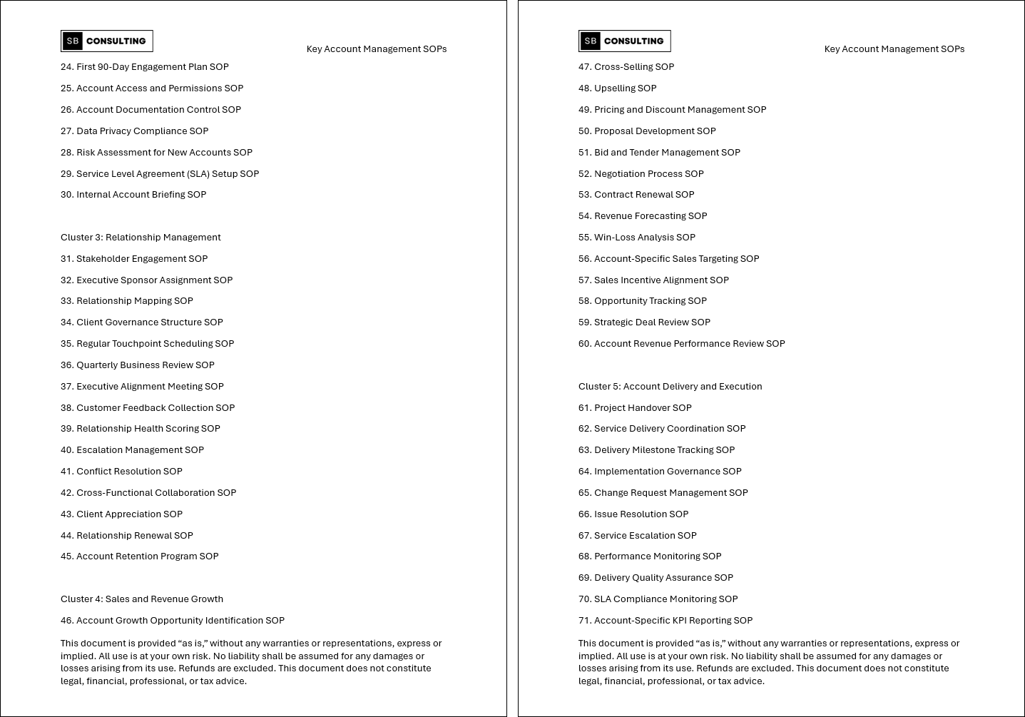 100+ Key Account Management (KAM) SOPs  (Booklet Format) (496-page Word document) Preview Image
