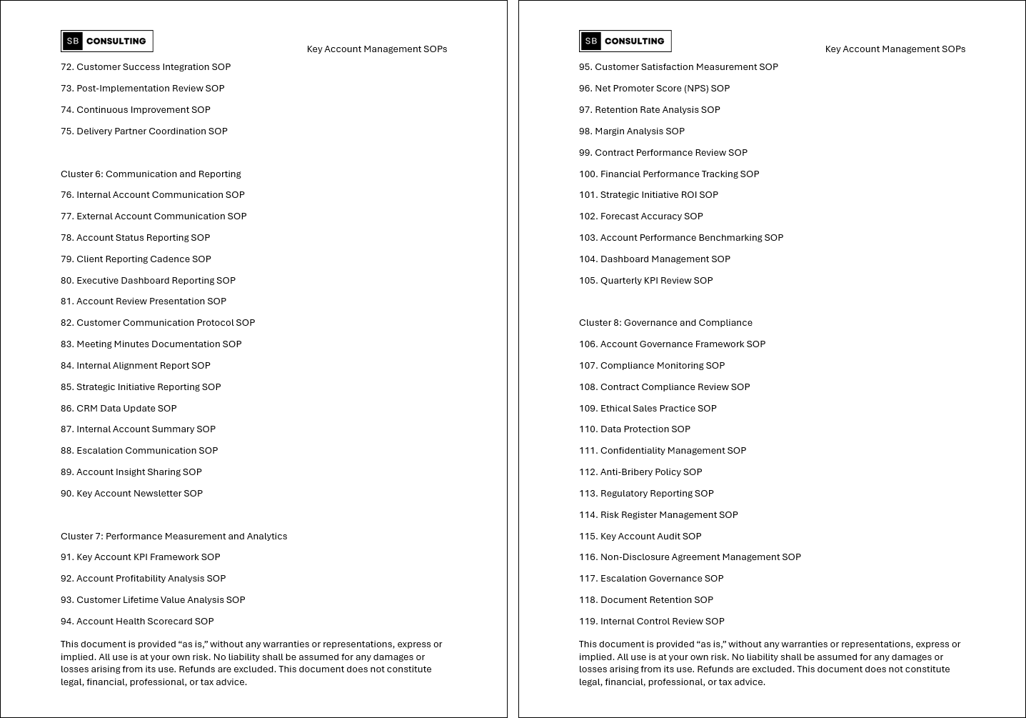 100+ Key Account Management (KAM) SOPs  (Booklet Format) (496-page Word document) Preview Image