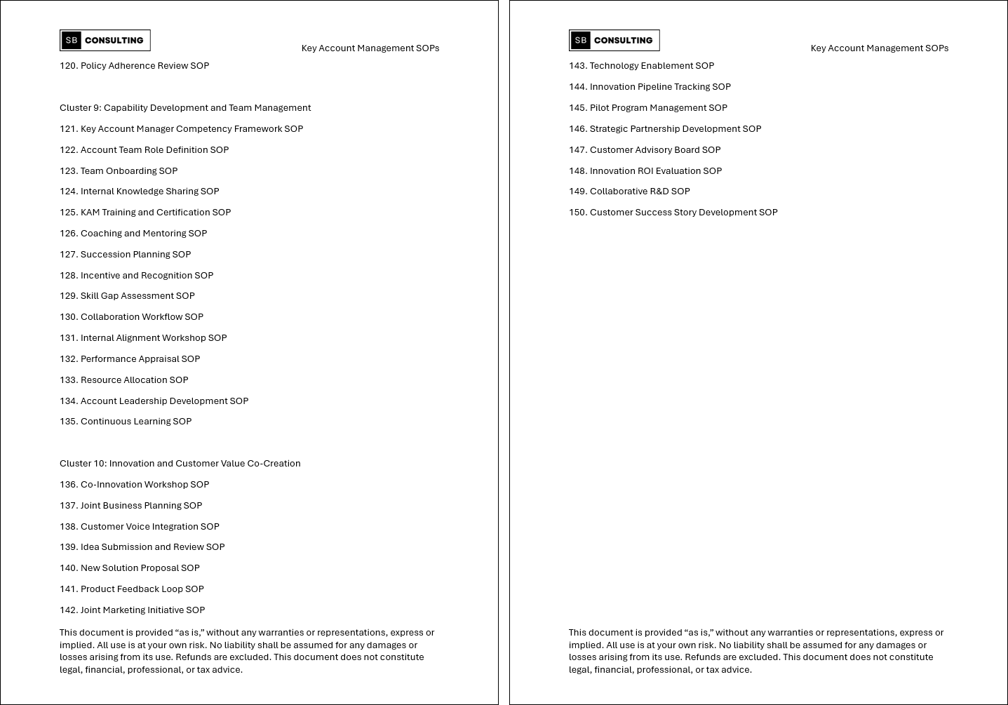 100+ Key Account Management (KAM) SOPs  (Booklet Format) (496-page Word document) Preview Image