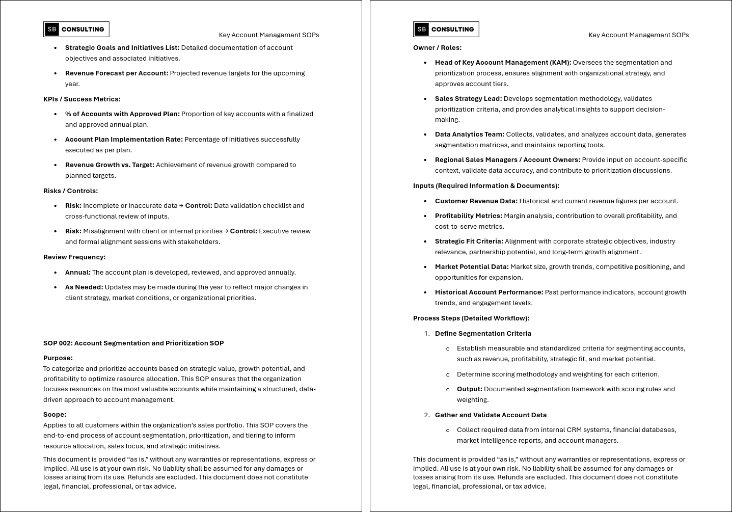 100+ Key Account Management (KAM) SOPs  (Booklet Format) (496-page Word document) Preview Image