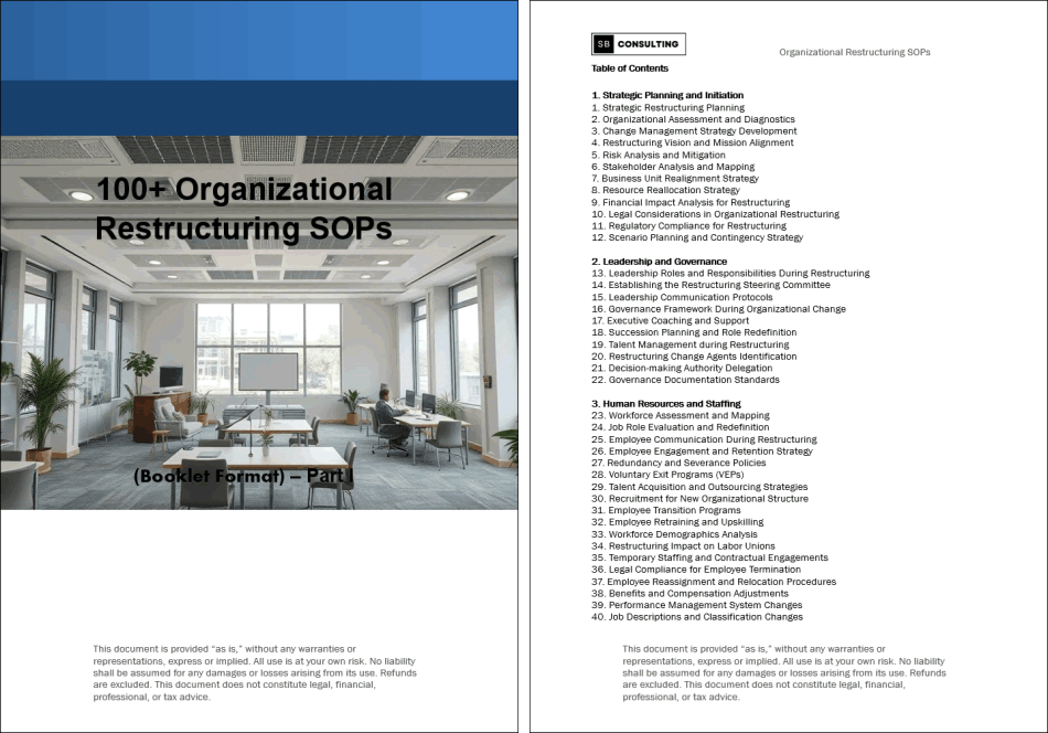 100+ Organizational Restructuring SOPs (Booklet Format) (175-page Word document) Preview Image