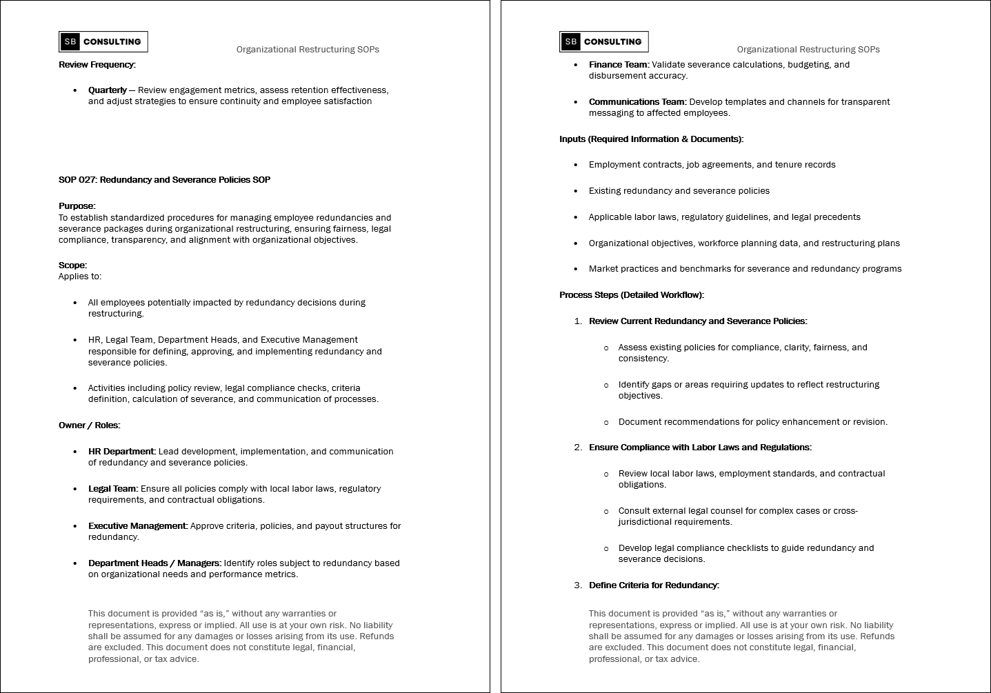 100+ Organizational Restructuring SOPs (Booklet Format) (175-page Word document) Preview Image