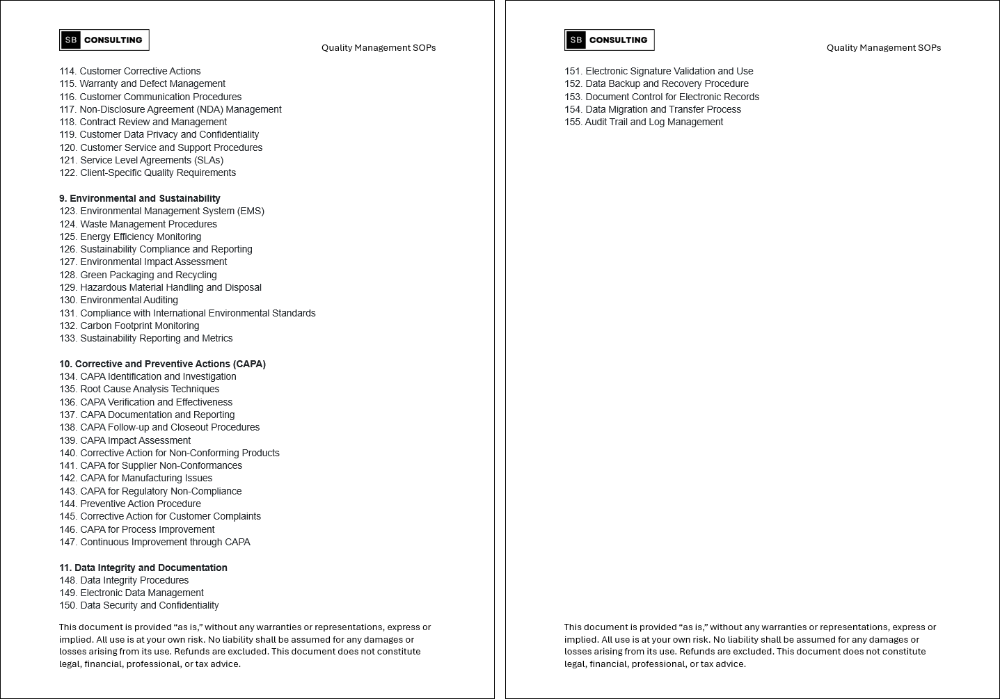 100+ Quality Management SOPs (Booklet Format) (498-page Word document) Preview Image