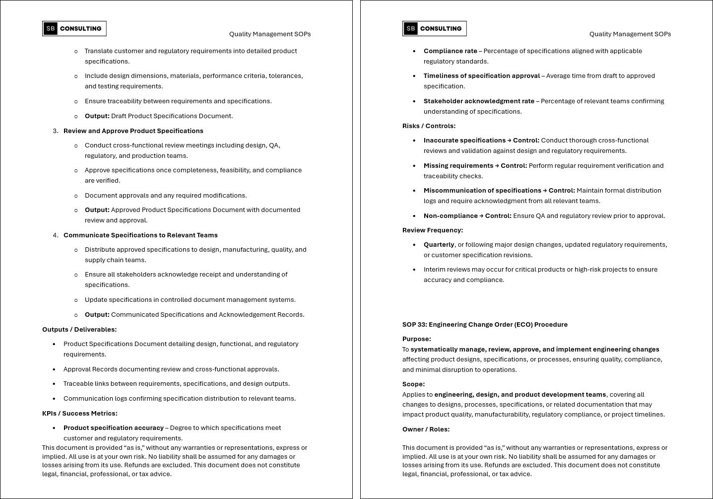 100+ Quality Management SOPs (Booklet Format) (498-page Word document) Preview Image