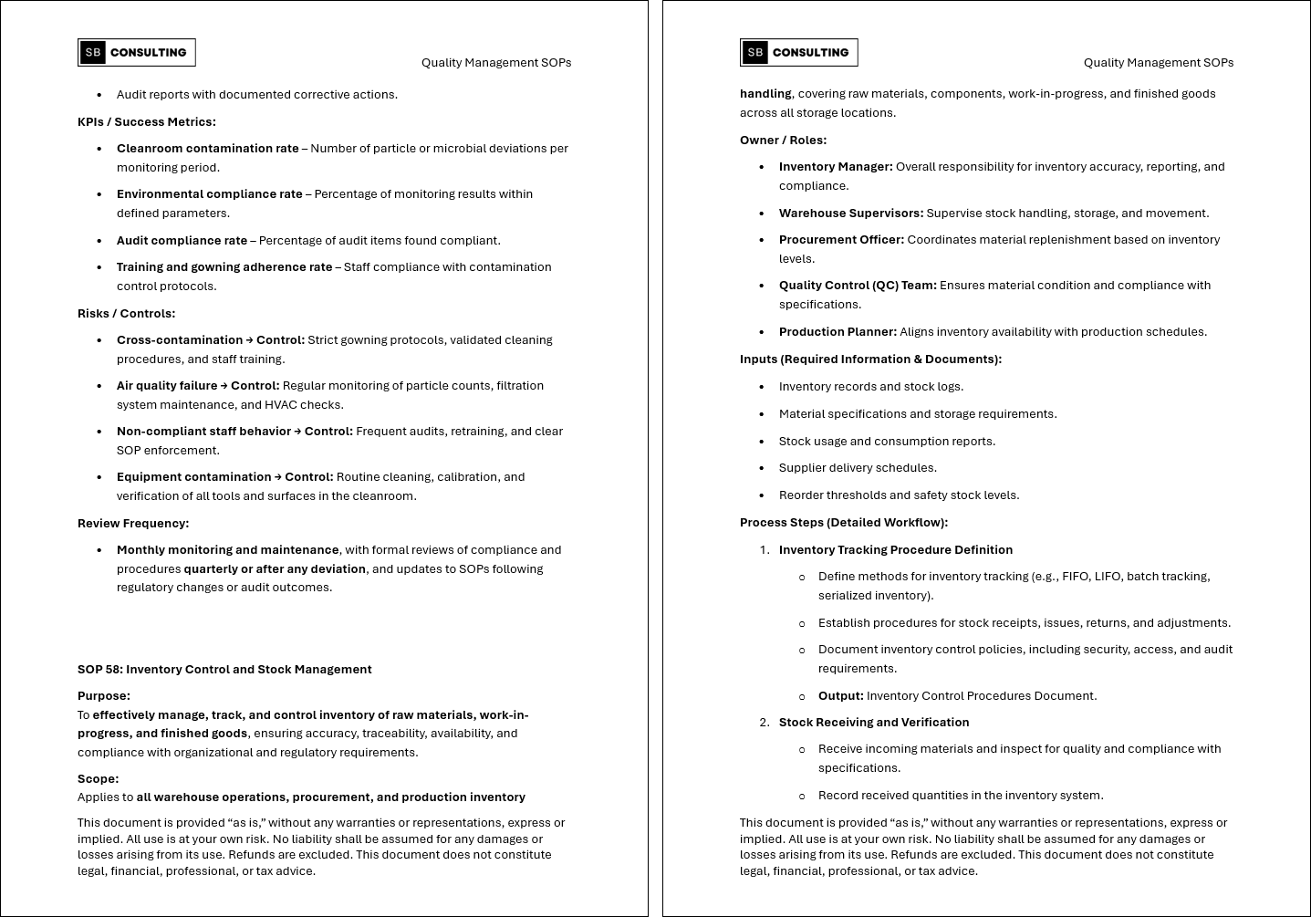 100+ Quality Management SOPs (Booklet Format) (498-page Word document) Preview Image