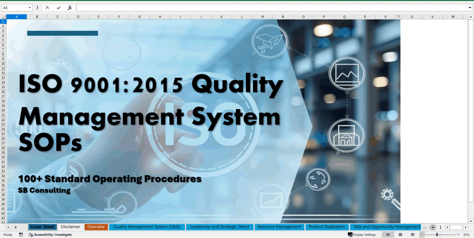 100+ ISO 9001-2015 Quality Management System SOPs (Excel template (XLSX)) Preview Image
