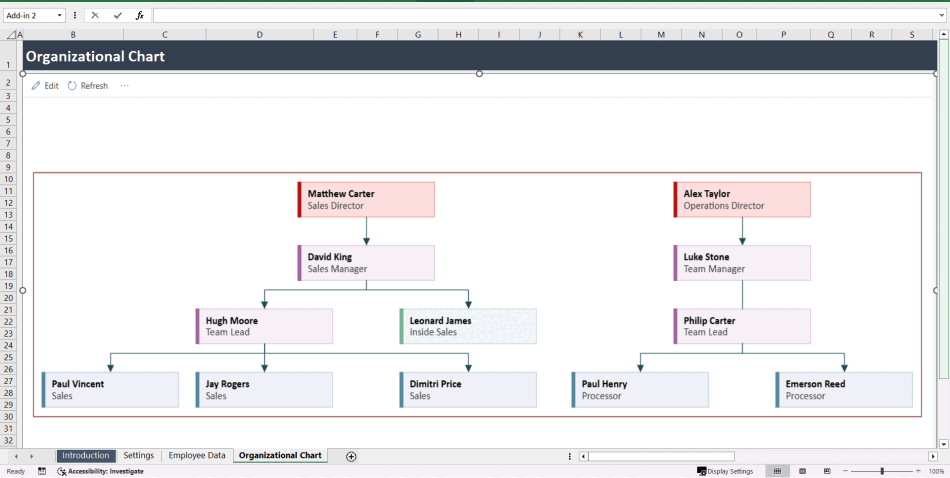 Organizational Chart Excel Template (Excel template (XLSX)) Preview Image